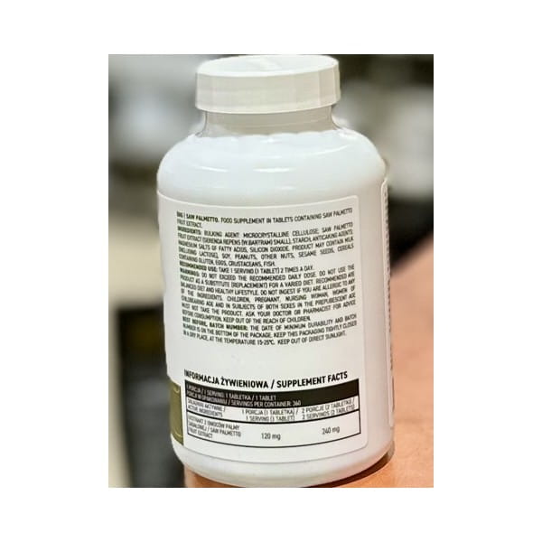 OstroVit Saw Palmetto 360 tabletek – etykieta i tabela składników