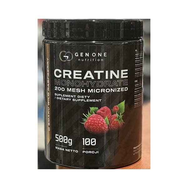 GenOne Kreatyna Monohydrat 500 g – malinowa, opakowanie