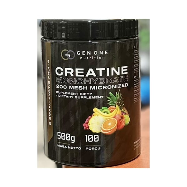 GenOne Kreatyna Monohydrat 500 g – owoce egzotyczne, opakowanie