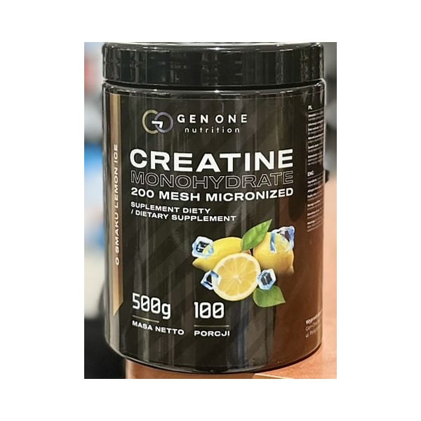 GenOne Kreatyna Monohydrat 500 g – cytrynowa, opakowanie