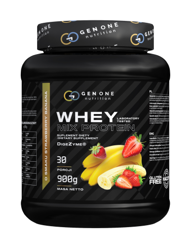 GENONE WheyMix 900 g – truskawkowo-bananowy