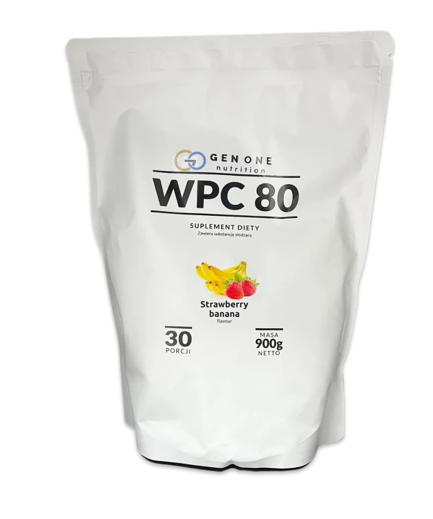 GENONE WPC 80 900 g — Truskawkowo-bananowy — opakowanie