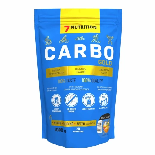7Nutrition Carbo Gold 1000 g – owoce tropikalne, przód opakowania