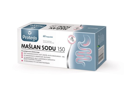 Protego Maślan Sodu 150 mg 60 kapsułek — opakowanie